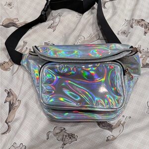 Holographic Silver Waist Bag - Iridescent Crossbody Fanny Pack
